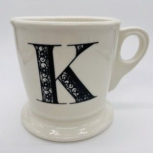 Anthropologie Monogram Initial Letter K Coffee Mug Tea Cup Mint Condition